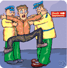 ECT - the administration of a strong electric current that passes through the brain to induce convulsions and coma