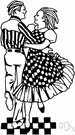 square dance - American country dancing in which couples form squares