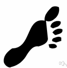 footmark - a mark of a foot or shoe on a surface