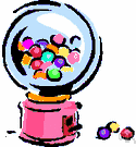 gum ball - a ball of chewing gum with a coating of colored sugar