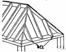 hip roof - a roof having sloping ends as well as sloping sides