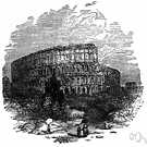 coliseum - an oval large stadium with tiers of seats