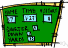 scoreboard - a large board for displaying the score of a contest (and some other information)