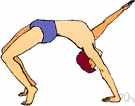 backbend - an acrobatic feat in which the trunk is bent backward from a standing position until the hands touch the floor