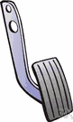 clutch pedal - a pedal or lever that engages or disengages a rotating shaft and a driving mechanism