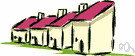 town house - a house that is one of a row of identical houses situated side by side and sharing common walls
