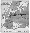 East River - a tidal strait separating Manhattan and the Bronx from Queens and Brooklyn
