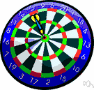 dartboard - a circular board of wood or cork used as the target in the game of darts