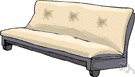 futon - mattress consisting of a pad of cotton batting that is used for sleeping on the floor or on a raised frame