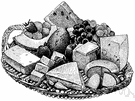 cheeseboard - tray on which cheeses are served