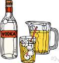 vodka - unaged colorless liquor originating in Russia