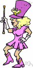 majorette - a female baton twirler who accompanies a marching band