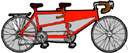 tandem bicycle - a bicycle with two sets of pedals and two seats