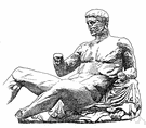 Theseus - (Greek mythology) a hero and king of Athens who was noted for his many great deeds: killed Procrustes and the Minotaur and defeated the Amazons and united Attica