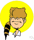 coonskin cap - a raccoon cap with the tail hanging down the back