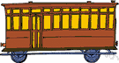 tramcar - a wheeled vehicle that runs on rails and is propelled by electricity