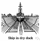 drydock - a large dock from which water can be pumped out