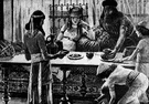 cupbearer - the attendant (usually an officer of a nobleman's household) whose duty is to fill and serve cups of wine
