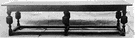 refectory table - a long narrow dining table supported by a stretcher between two trestles