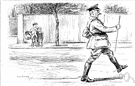 goose step - a manner of marching with legs straight and swinging high