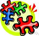 jigsaw puzzle - a puzzle that requires you to reassemble a picture that has been mounted on a stiff base and cut into interlocking pieces