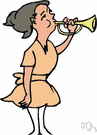 trump - produce a sound as if from a trumpet