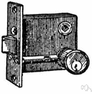 door latch - spring-loaded doorlock that can only be opened from the outside with a key