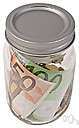 money box - a container (usually with a slot in the top) for keeping money at home