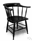 Windsor chair - straight chair having a shaped seat and a back of many spindles
