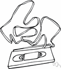 videotape - a relatively wide magnetic tape for use in recording visual images and associated sound