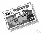 stamp - a small adhesive token stuck on a letter or package to indicate that that postal fees have been paid