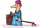 sweeper - an employee who sweeps (floors or streets etc.)