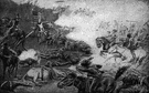 Battle of the Little Bighorn - a battle in Montana near the Little Bighorn River between United States cavalry under Custer and several groups of Native Americans (1876)