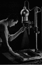 darkroom - a room in which photographs are developed