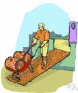incline - an inclined surface connecting two levels