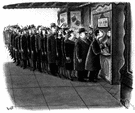 ticket line - a queue of people waiting to buy tickets
