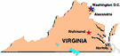 Richmond - capital of the state of Virginia located in the east central part of the state