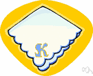 handkerchief - a square piece of cloth used for wiping the eyes or nose or as a costume accessory