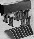 Linotype machine - a typesetting machine operated from a keyboard that casts an entire line as a single slug of metal