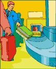luggage carousel - a conveyer belt that carries luggage to be claimed by air travelers