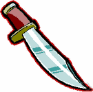 sticker - a short knife with a pointed blade used for piercing or stabbing