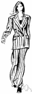 pants suit - a pair of pants and a matching jacket worn by women