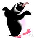 waddle - walking with short steps and the weight tilting from one foot to the other