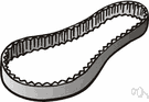 belt - endless loop of flexible material between two rotating shafts or pulleys