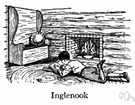 chimney corner - a corner by a fireplace
