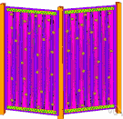 partition - a vertical structure that divides or separates (as a wall divides one room from another)