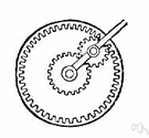 Planet gear - an outer gear that revolves about a central sun gear of an epicyclic train