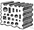 swage block - an iron block cut with holes and grooves to assist in cold working metal