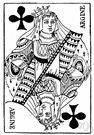 face card - one of the twelve cards in a deck bearing a picture of a face