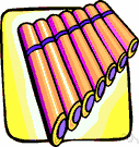 Pandean pipe - a primitive wind instrument consisting of several parallel pipes bound together